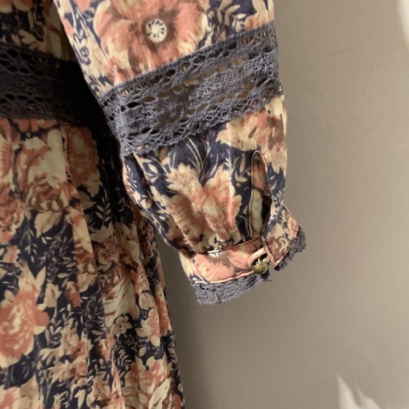 Current Elliot Maxi Dress Size 1 Women’s S Floral Long Sleeve Crochet Lace - Picture 9 of 12